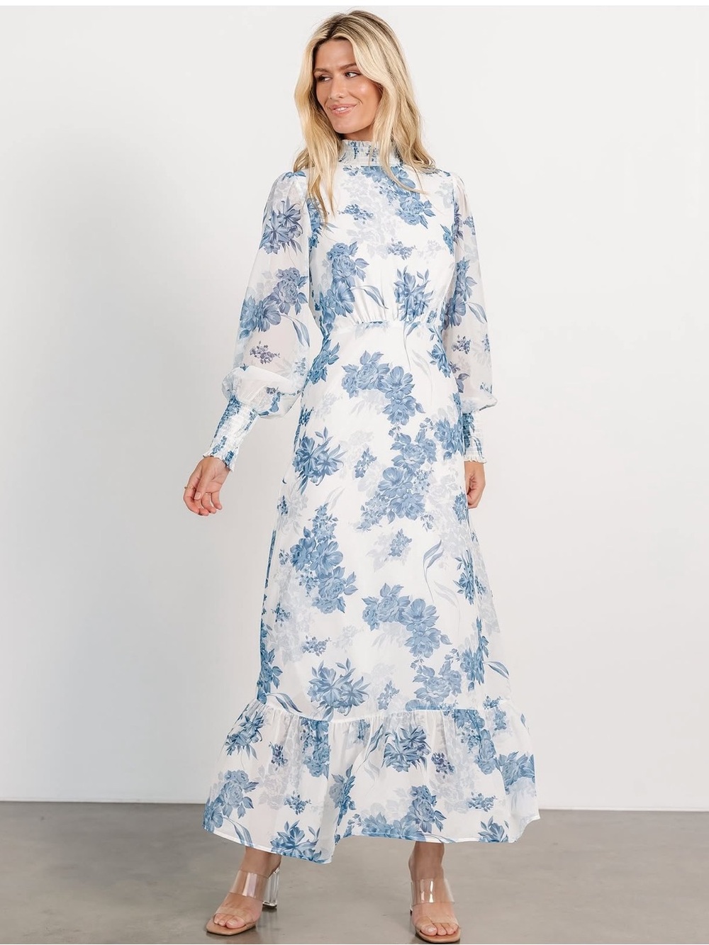 Baltic Born Maxi Dress Blue Floral Luciana Boho Romantic Ethereal Event Whimsy - Picture 1 of 16